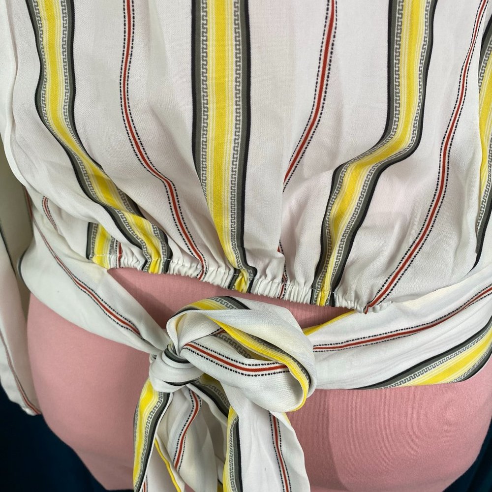 Sweet Wanderer Striped Cold Shoulder Top Blouse - Picture 6 of 8